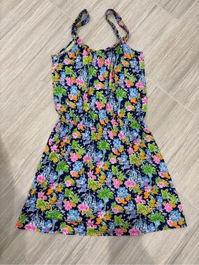 Lilly Pulitzer Navy Floral Tank Dress with Bright Floral Print
